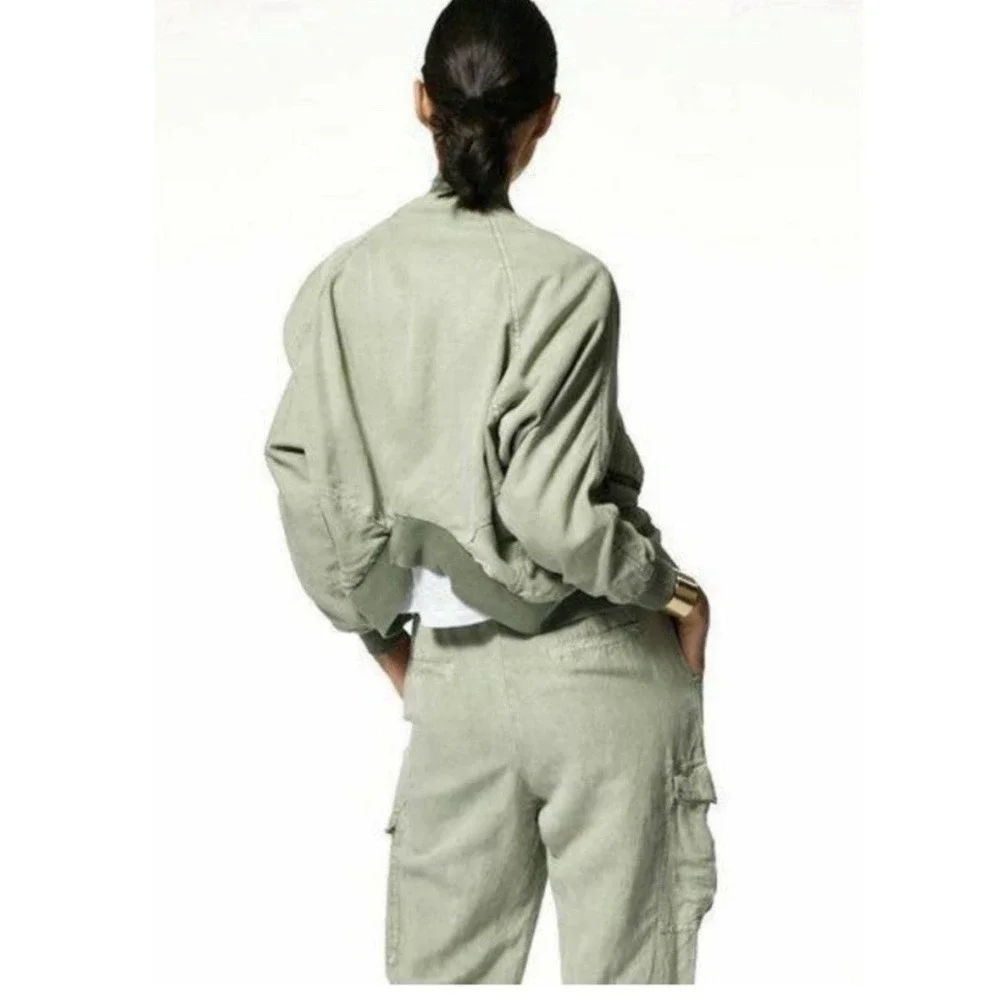 Young Fabulous & Broke Fara Convertible Cropped Utility‎ Jacket Green Size Small